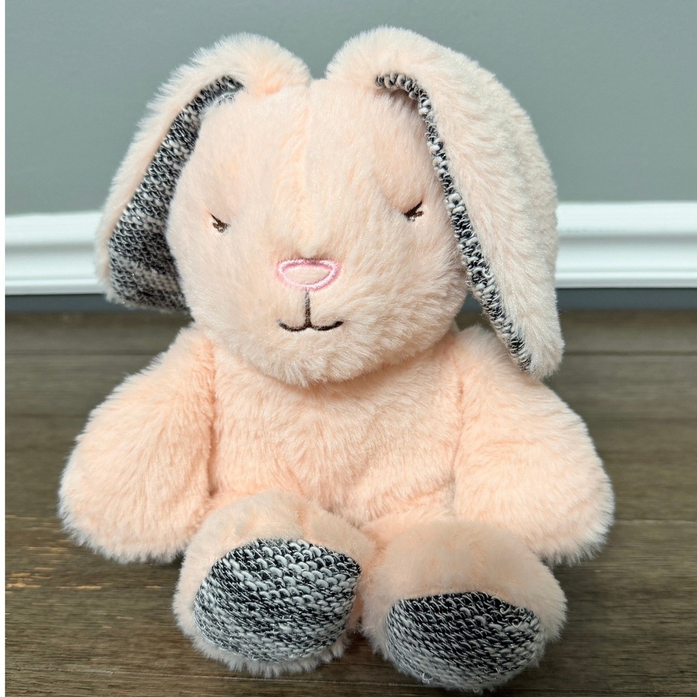 Animal Adventure Pink Bunny Plush Stuffed Animal Knit Ears Sleepy Eyes